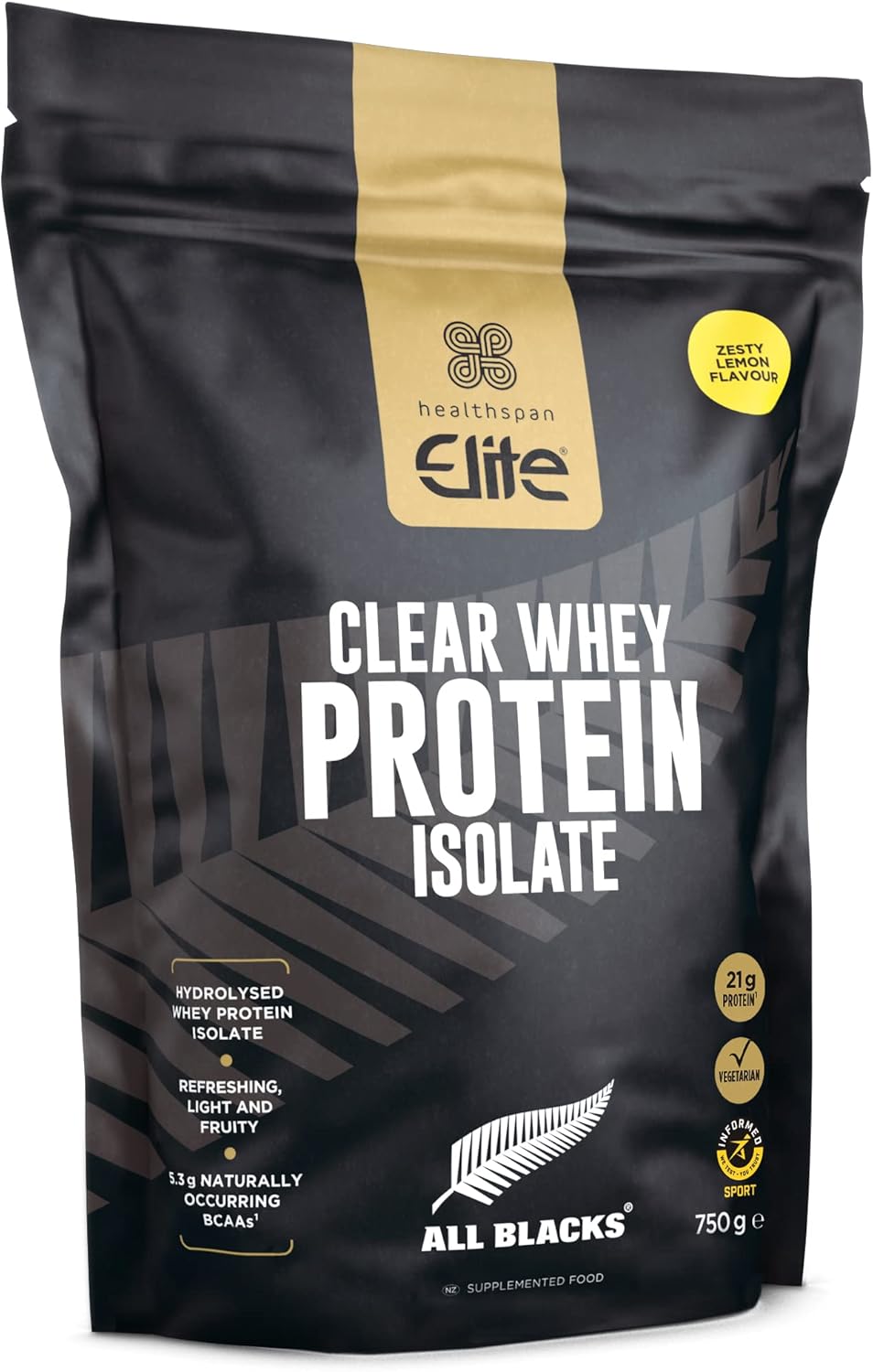 Healthspan Elite All Blacks Clear Whey Protein Isolate (750g) Muscle