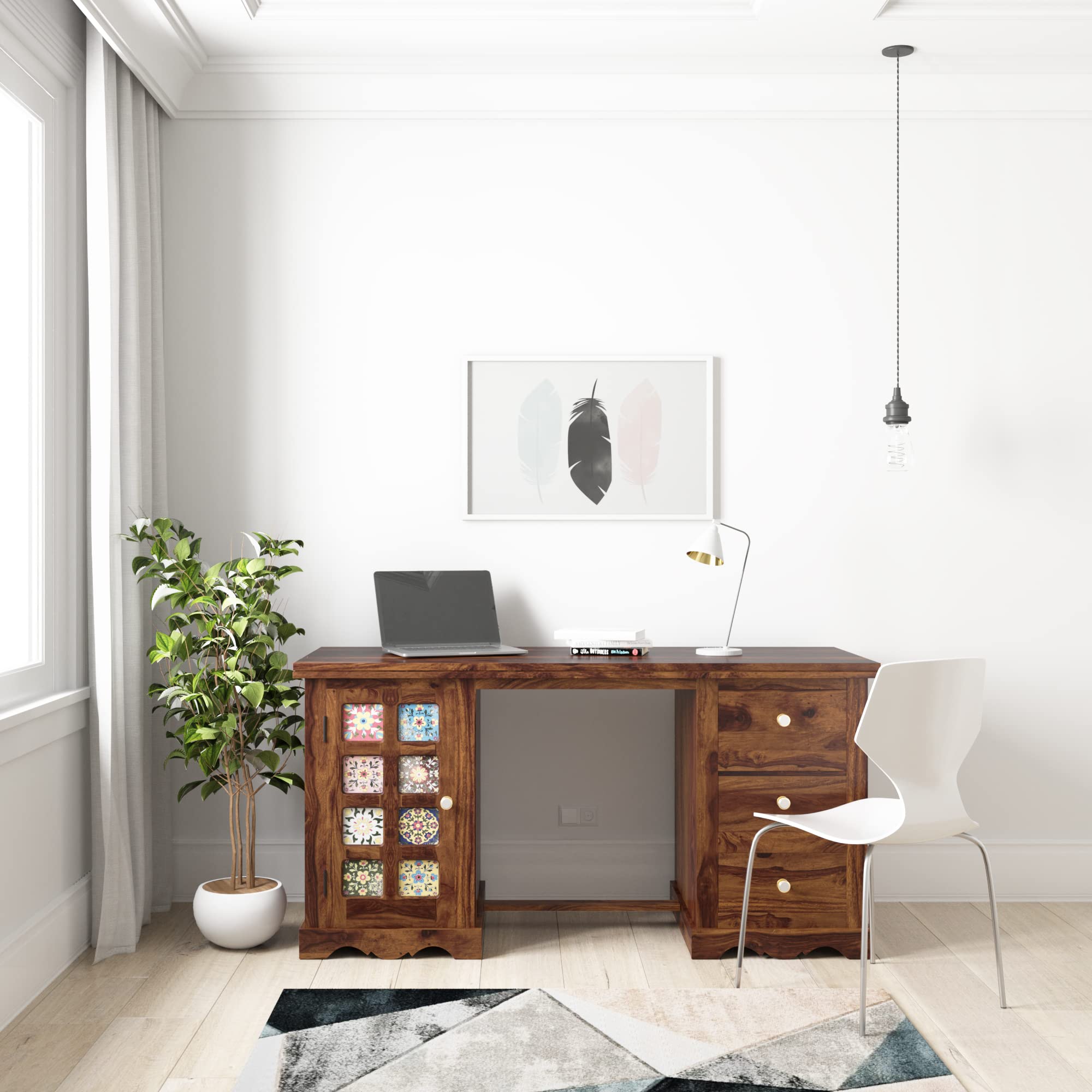 Amazon Brand - Solimo Bloo Modern Study Table with Three Drawers (Solid Sheesham Wood, Natural) (B09WBW9R5R) Amazon Price History, Amazon Price Tracker