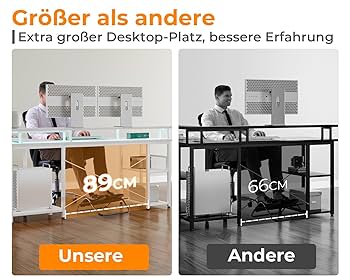 Scrivania Gaming Ad L ODK - 168x120 Cm, Con Prese USB, Bianco, Reversibile, Per Setup Gamer - Foto 11