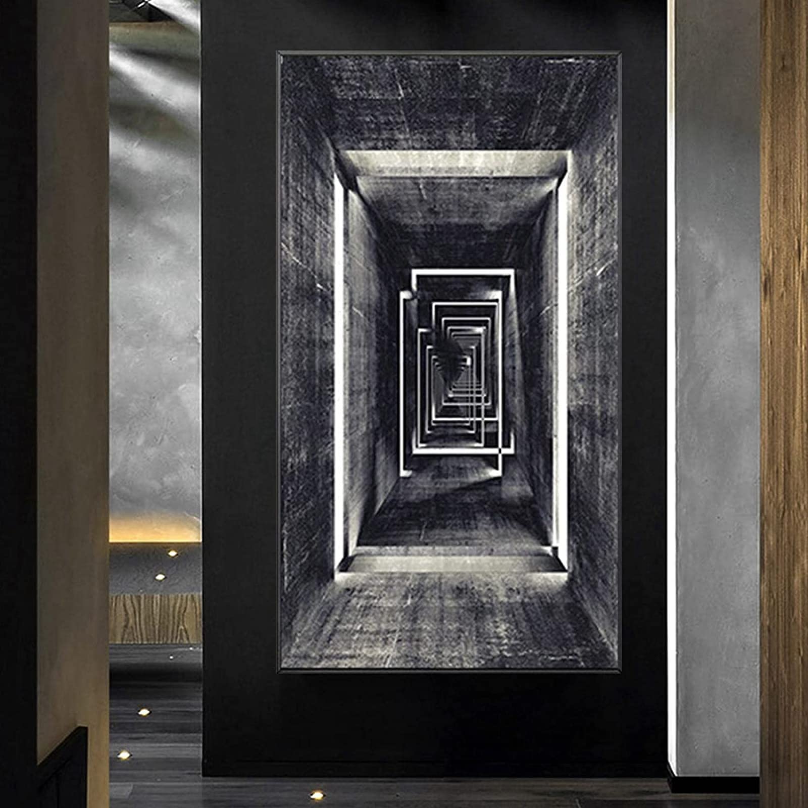 Toile retro noir et blanc peinture abstraite 70x140cm pour salon