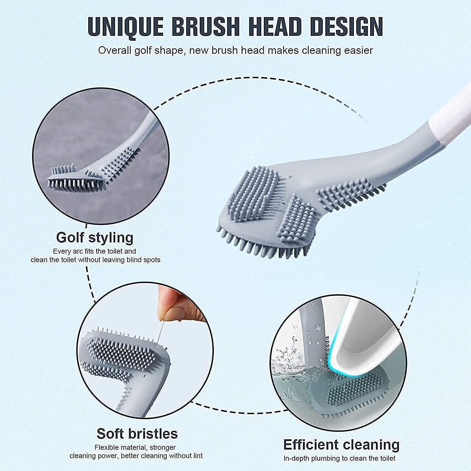 Worldwide e-Mart Silicone Toilet Brush with Holder | L-Shape Flexible Silicone Bristle Toilet Cleaner | Non-Scratch Toilet Cleaning Brush with Stand for Bathroom Hygiene (Multicolor) | Pack of 1 1