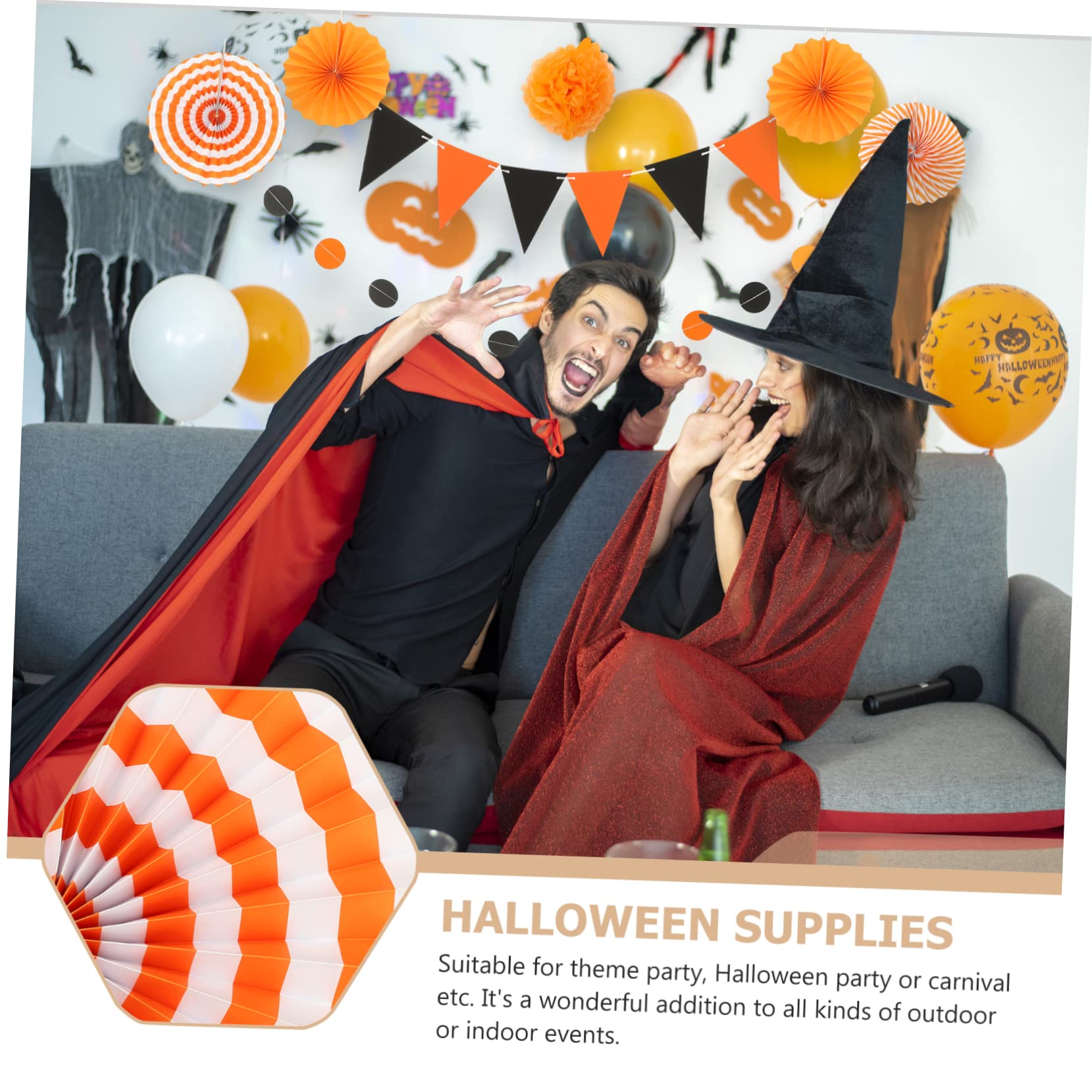 Alasum 4 zestawy wachlarz origami, papierowy wachlarz, wisząca dekoracja, baner, dekoracje ślubne na ceremonię, Happy Halloween, przyjęcie, baner, papierowy, okrąg, girlanda, dekoracje na Halloween