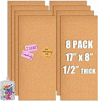 Vista 16 de Azulejos de corcho 17x8, tablero de visión autoadhesivo de 6mm de grosor para el hogar, oficina, escuela (4 piezas)