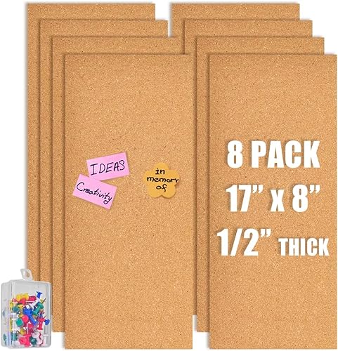 Aitakatta Azulejos de Tablero de Corcho 17x8, Tablero de Anuncios, Tableros de Corcho Autoadhesivos de 12" de Grosor para Paredes, Azulejos de