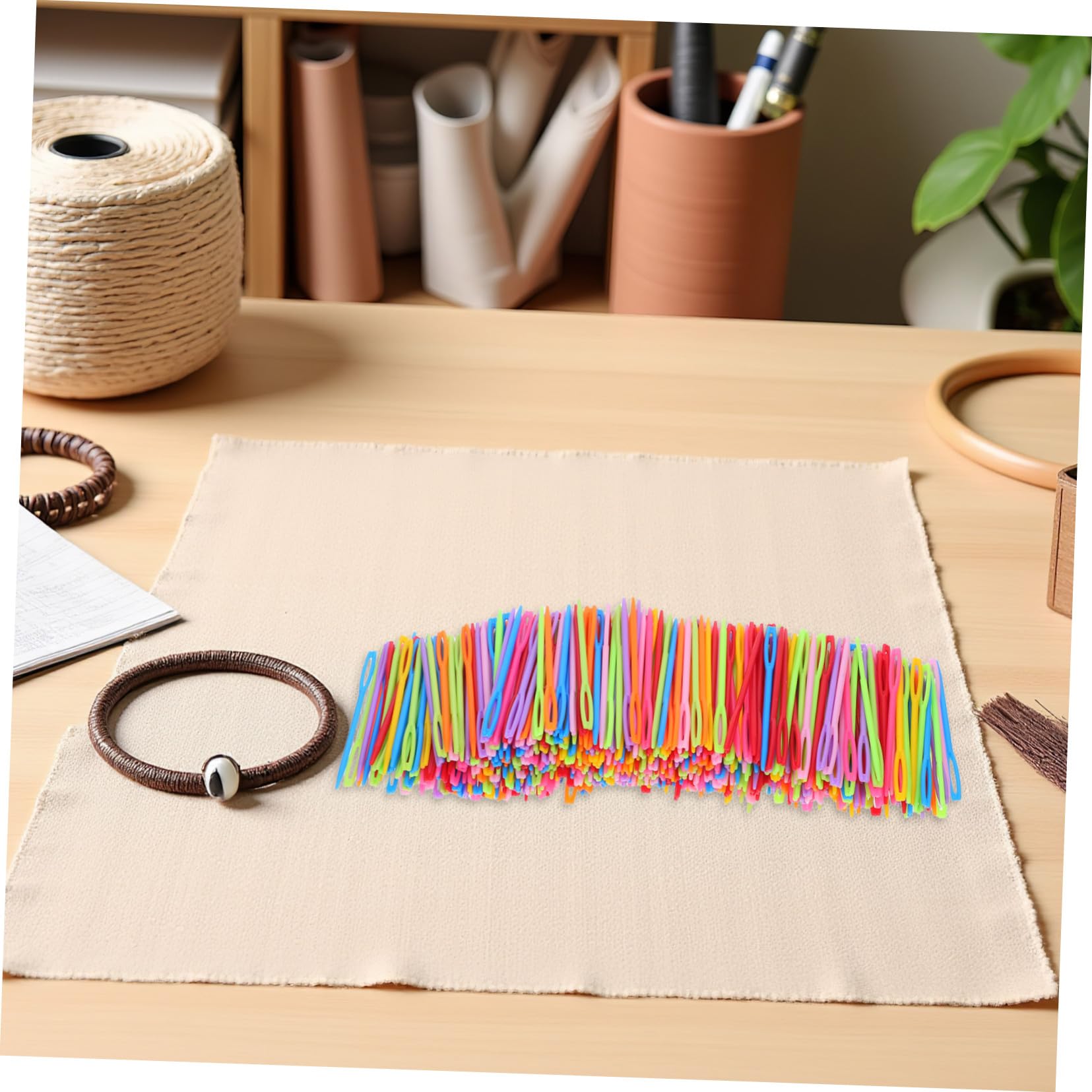 LIFKOME 2000 Piezas Agujas de Coser de Plástico Multicolor Gran Ojo Gruesas para Hilo Grueso Aguja Segura y Ligera para Tejer y Manualidades