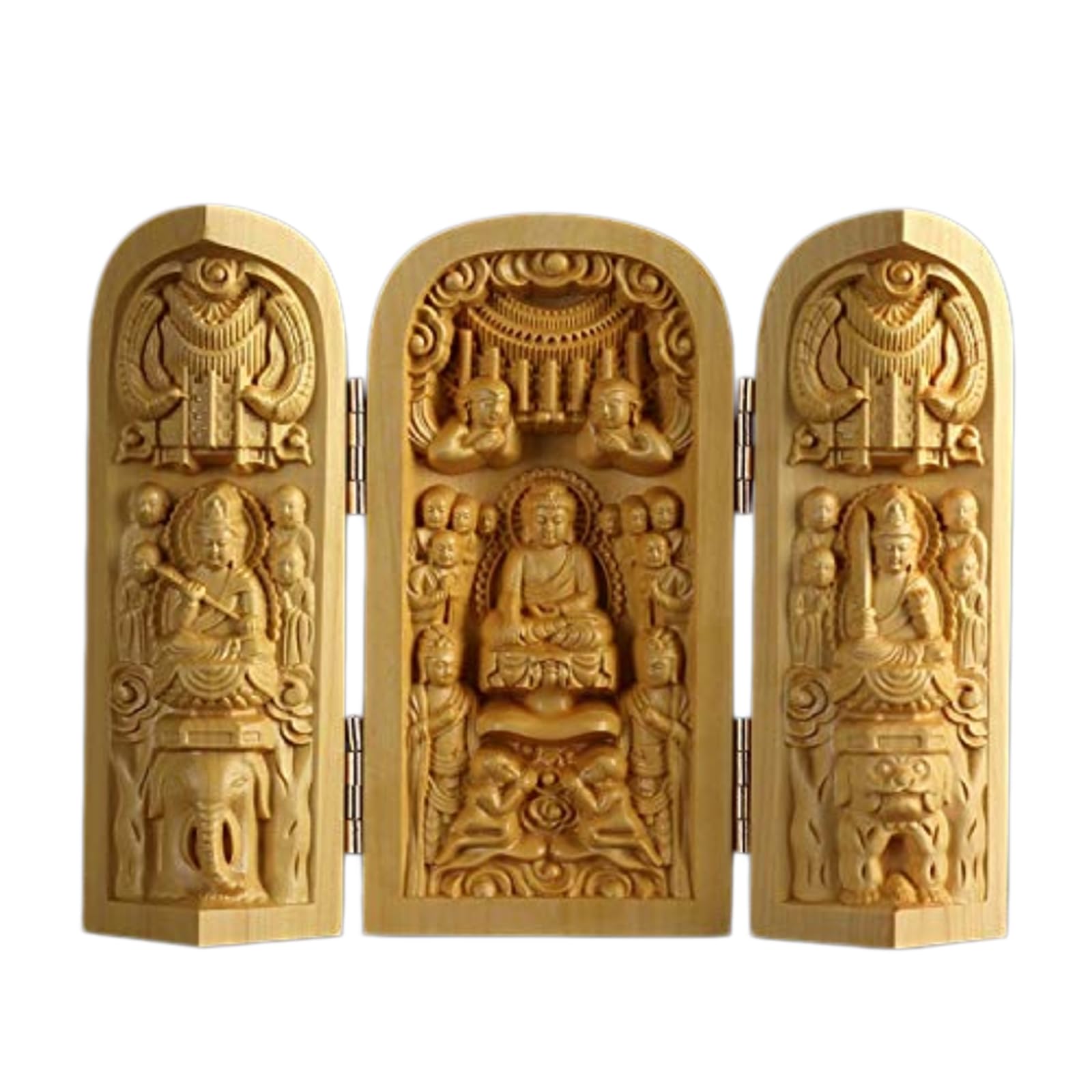 YXCQHZM Buddha Statue Solid Wood Carving Mini Sankai Buddha Fudo Myoo Mini Guardian Monument Figure Decorative Statue (A14)