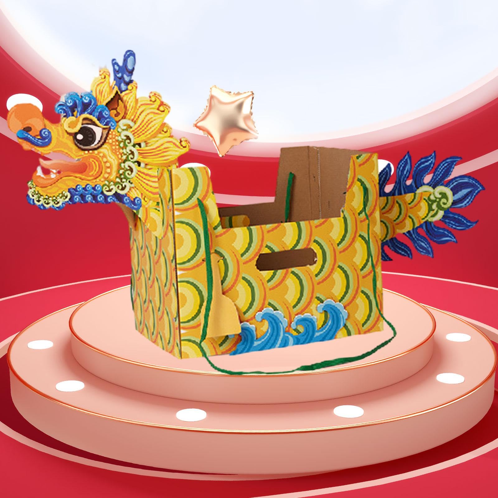 Papel Chino para Las Celebraciones de año, Barco Dragón para El Festival de Medio Otoño, Amarillo, Individual