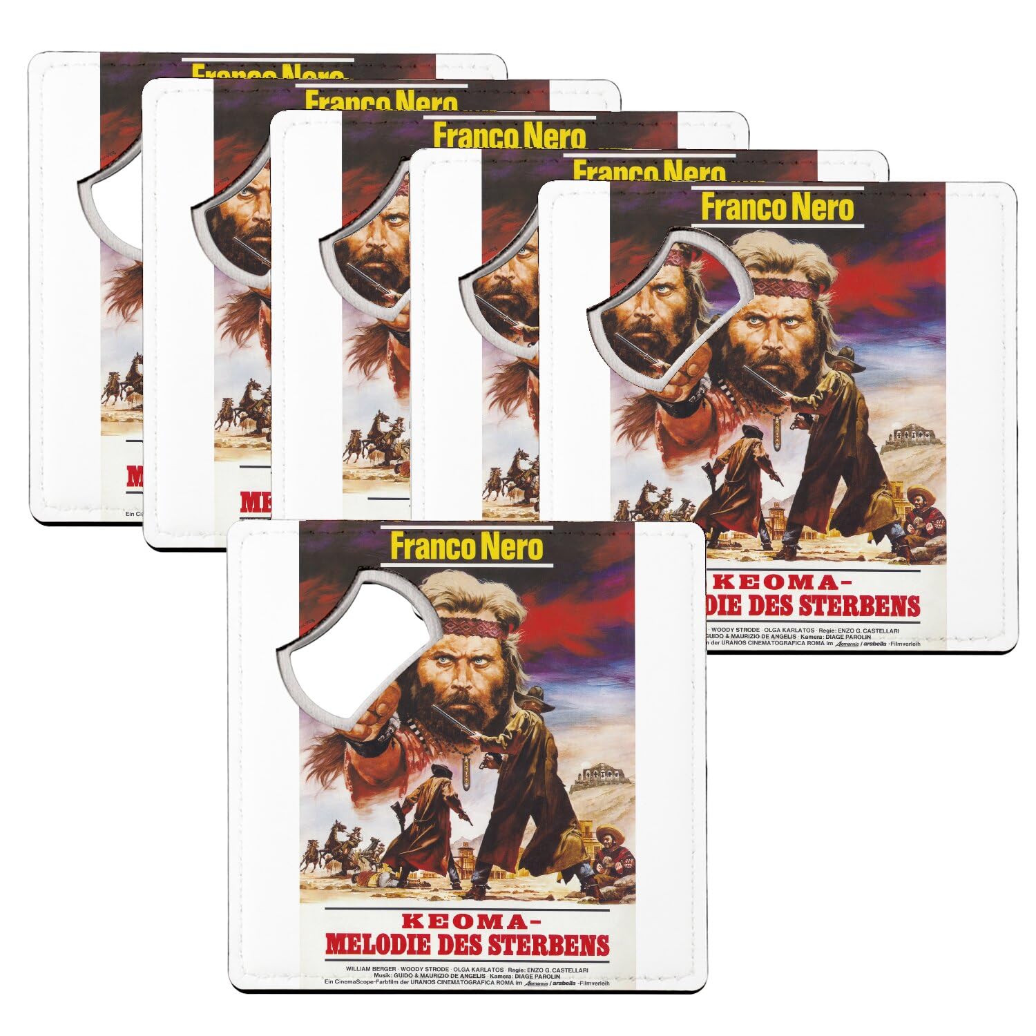 Sous-verre décapsuleur affiche de film rétro Melodie des Sterbens - Lot de 6