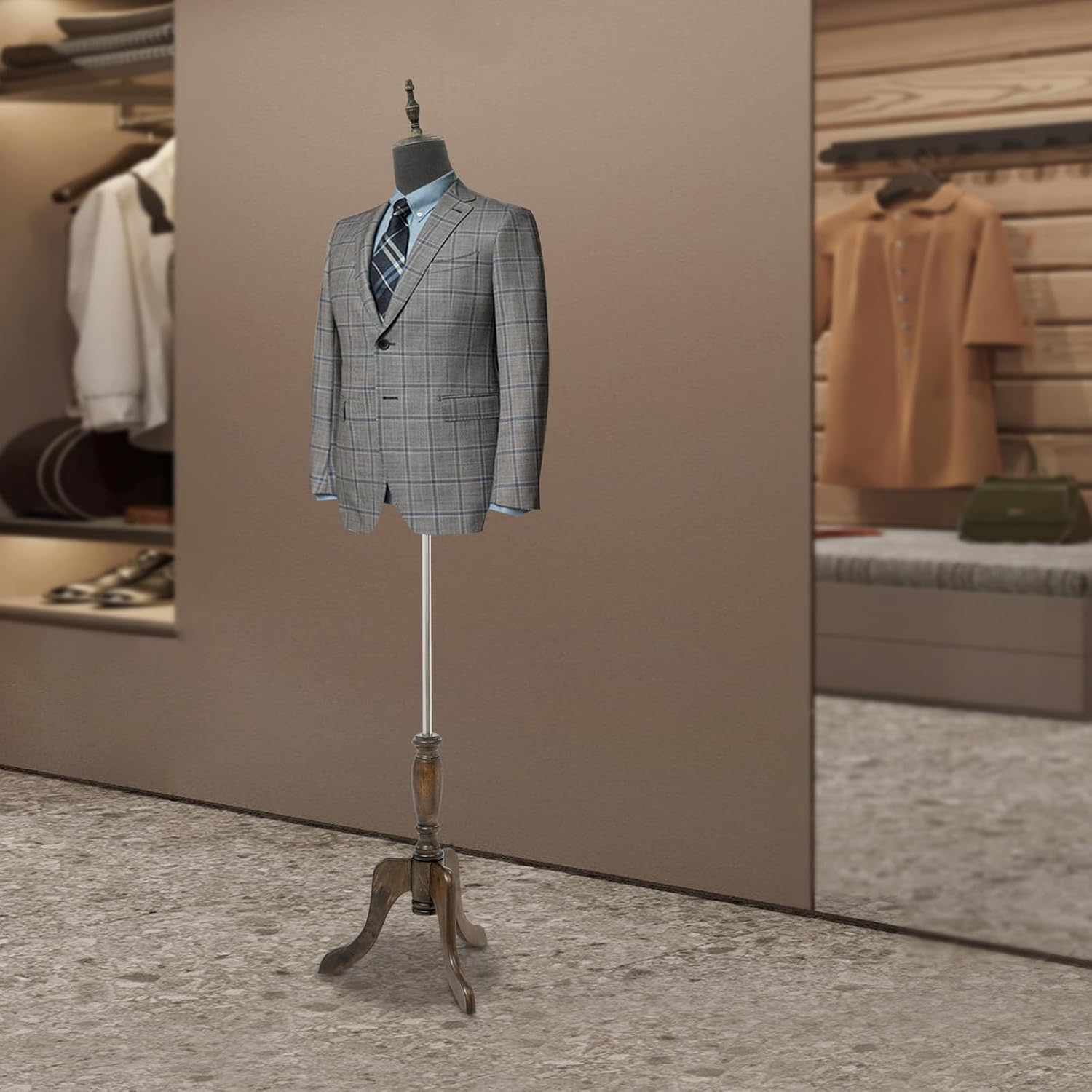 Male Dress Form, 59.06-70.87" Adjustable Height Male Mannequin Males Mannequin Torso Body with Wooden Tripod Stand for Display and Sewing (Black, 59.05-70.86")