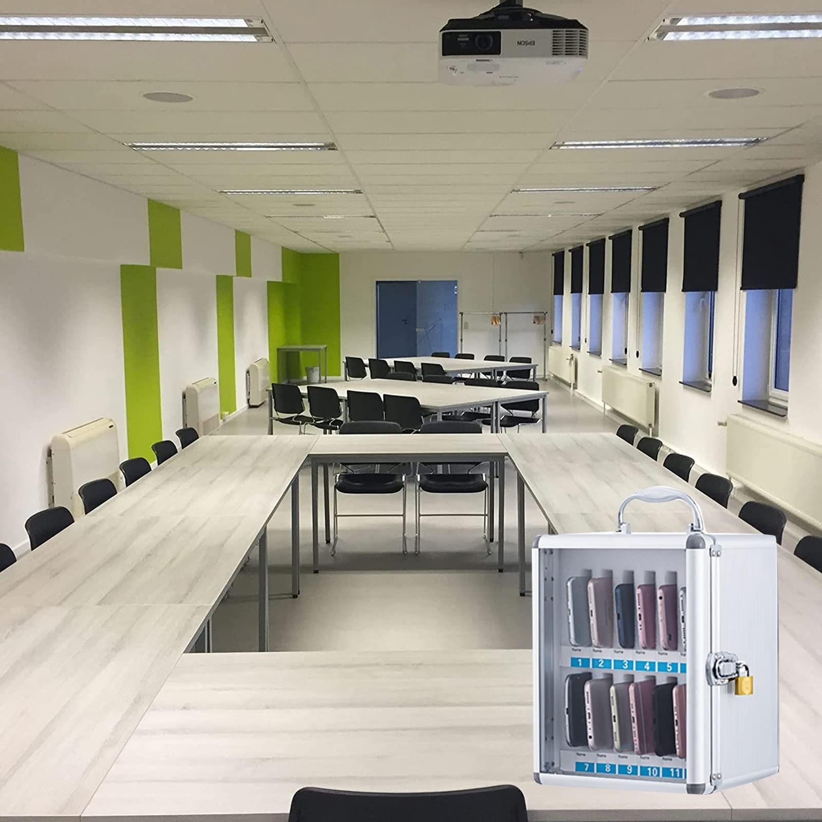 Mobiletto portaoggetti per cellulari da 12-60 Slot, armadietto portacellulare Portatile per aule, Ufficio, Fabbrica, Supporto da Parete per Telefono Cellulare (24)
