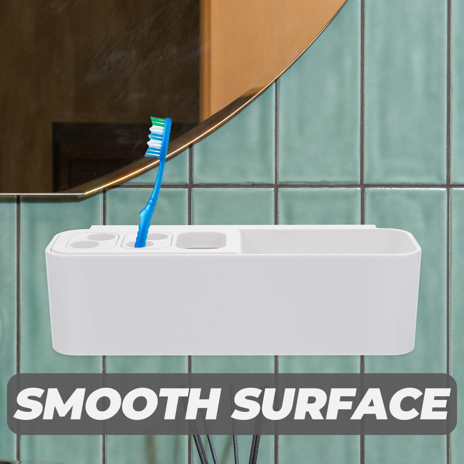 Cabilock 2 Piezas Soporte de Pared para Cepillos de Dientes Eléctricos Organizador de Baño Multipropósito con Orificios de Drenaje Almacenamiento Práctico para Cepillos Pasta Peines y