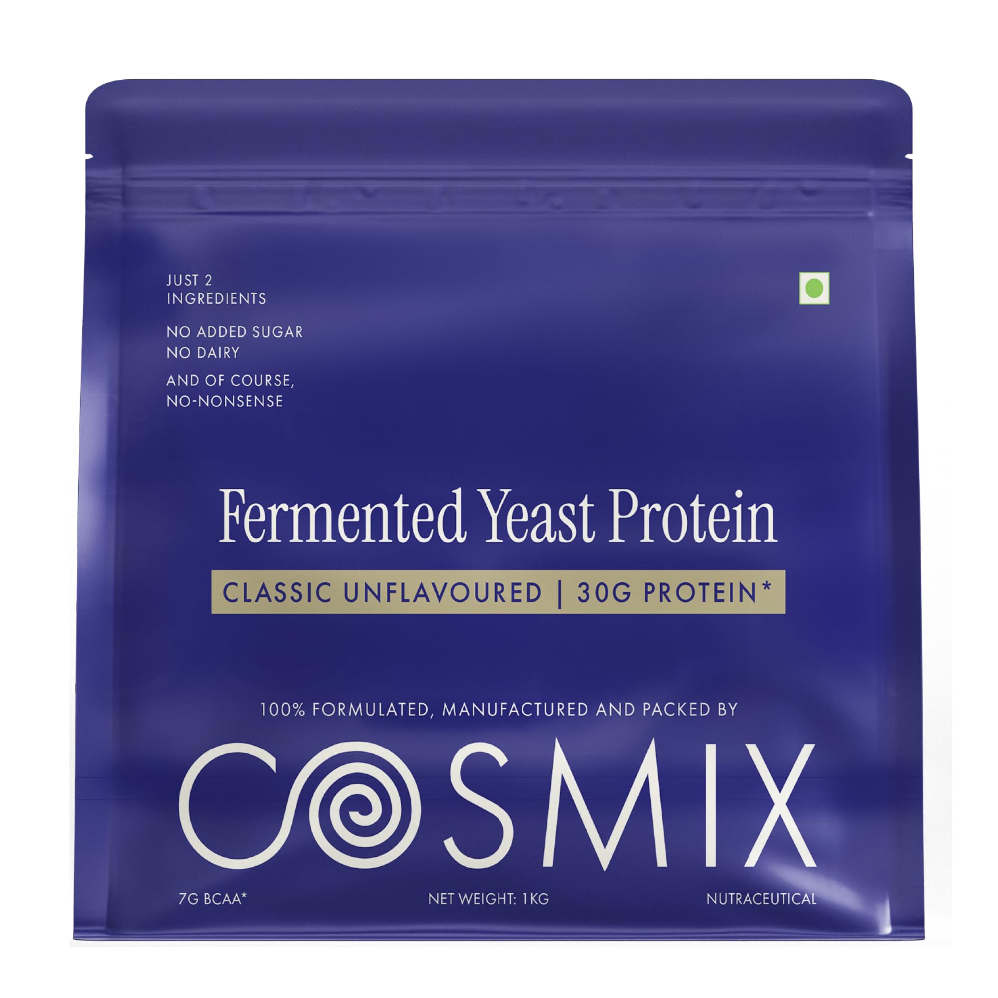Cosmix Fermented Yeast Protein Powder | 31g Protein | Pure Single-Source Protein | Made In-House | Smooth, Crazy tasty & Gut-Friendly | Classic Unflavoured, 1Kg Pouch-image-25