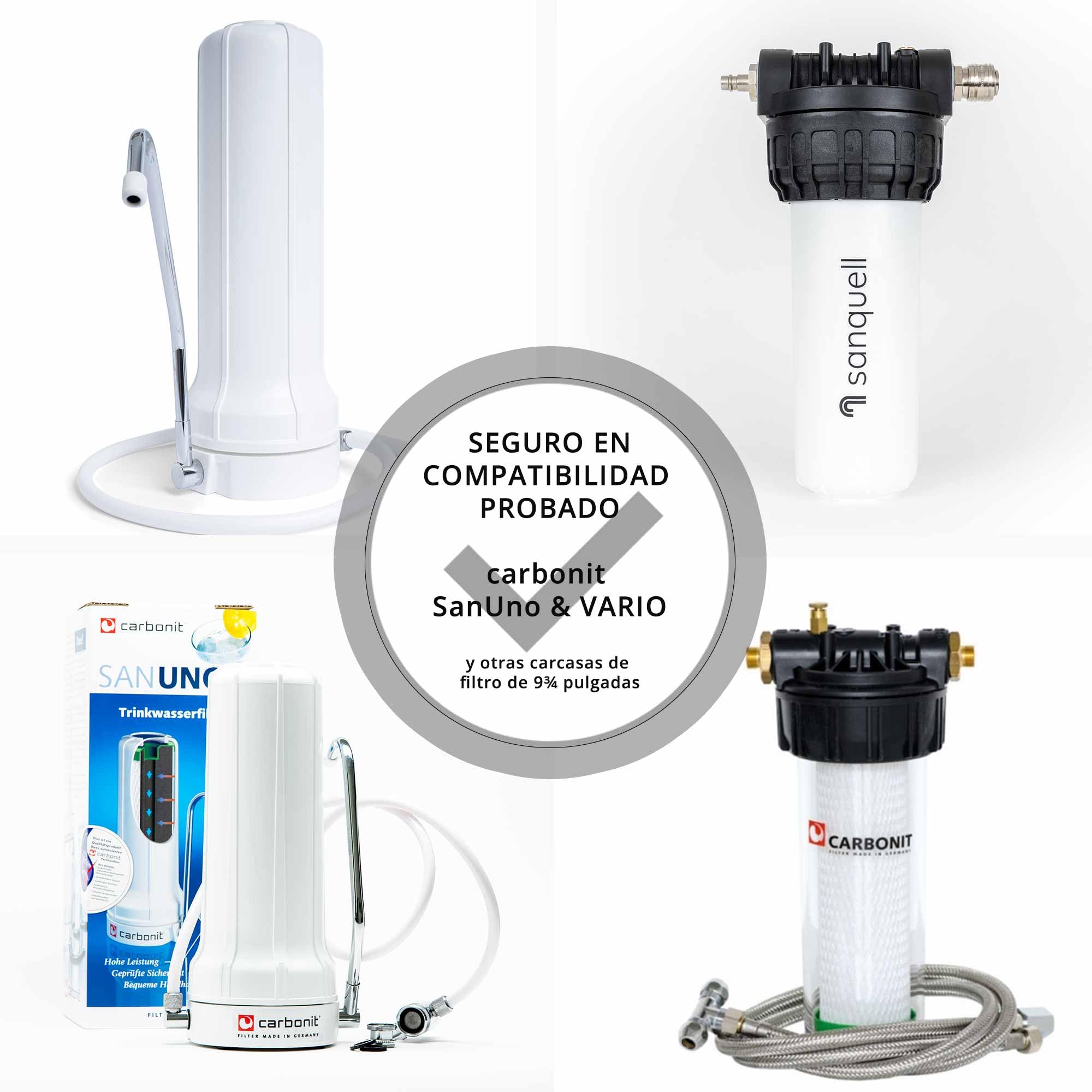 Filtro de agua Superflow Comfort CBF3 | filtra fiablemente los contaminantes y el sabor | para carbonit Vario, Sanuno | hasta 8 litros/minuto | carbón activo sinterizado