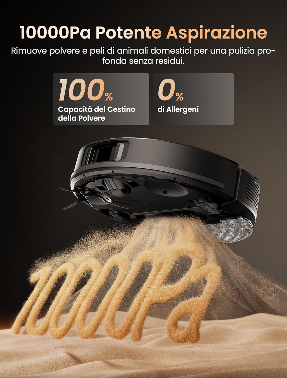 Proscenic Q20Plus Robot Aspirapolvere Lavapavimenti con Mappatura 10000Pa 200 Minuti Autonomia Contenitore Trasparente Senza Sacco per Pavimenti e Tappeti