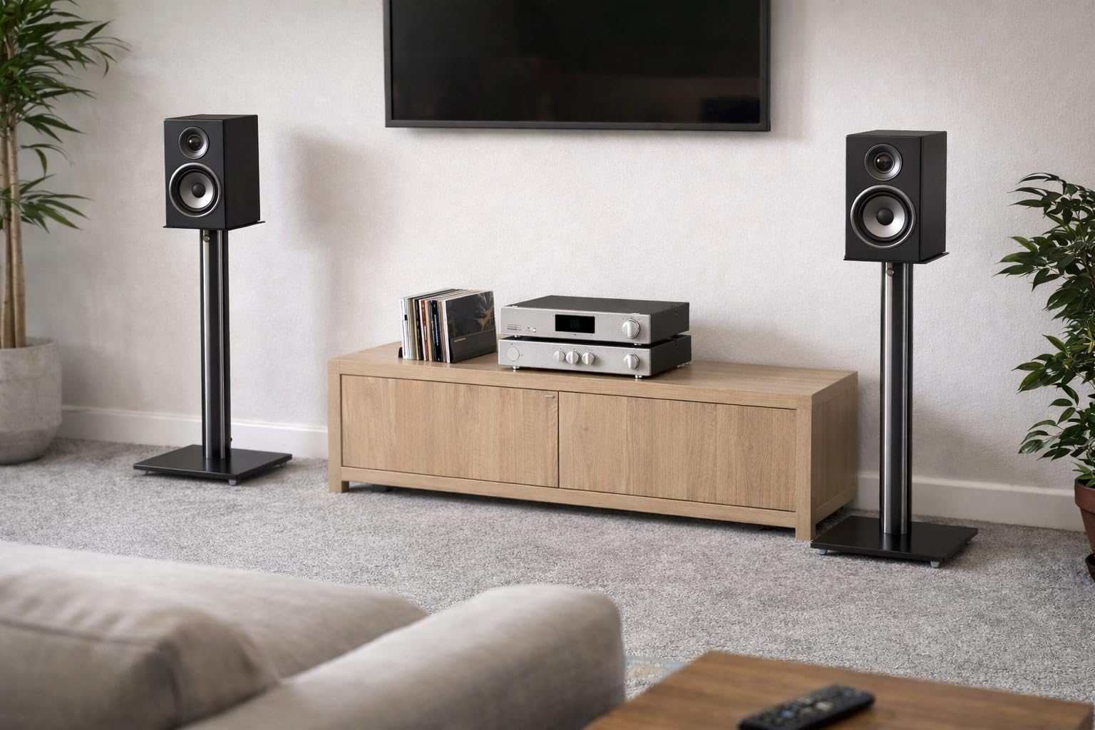 Sonorous SP100-40 Nero – Supporti da Pavimento per Diffusori 40 cm (Coppia) | Alluminio e Vetro Temperato | Fino a 20 kg per Supporto | Gestione Cavi Integrata.