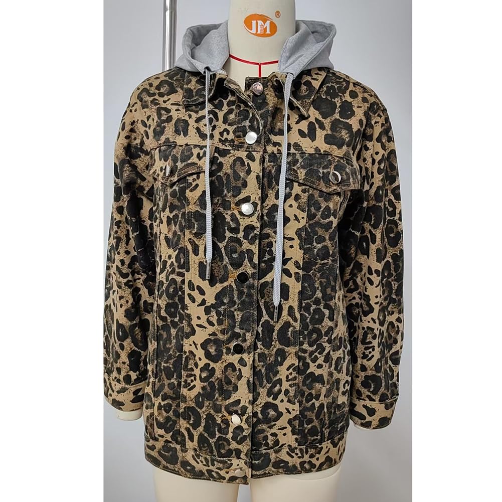 Mujer Chaqueta Vaquera de Camionero Retro Clásico Corte Holgado Denim Lavado Trucker Manga larga Abrigo de largo medio con Botones para uso diario