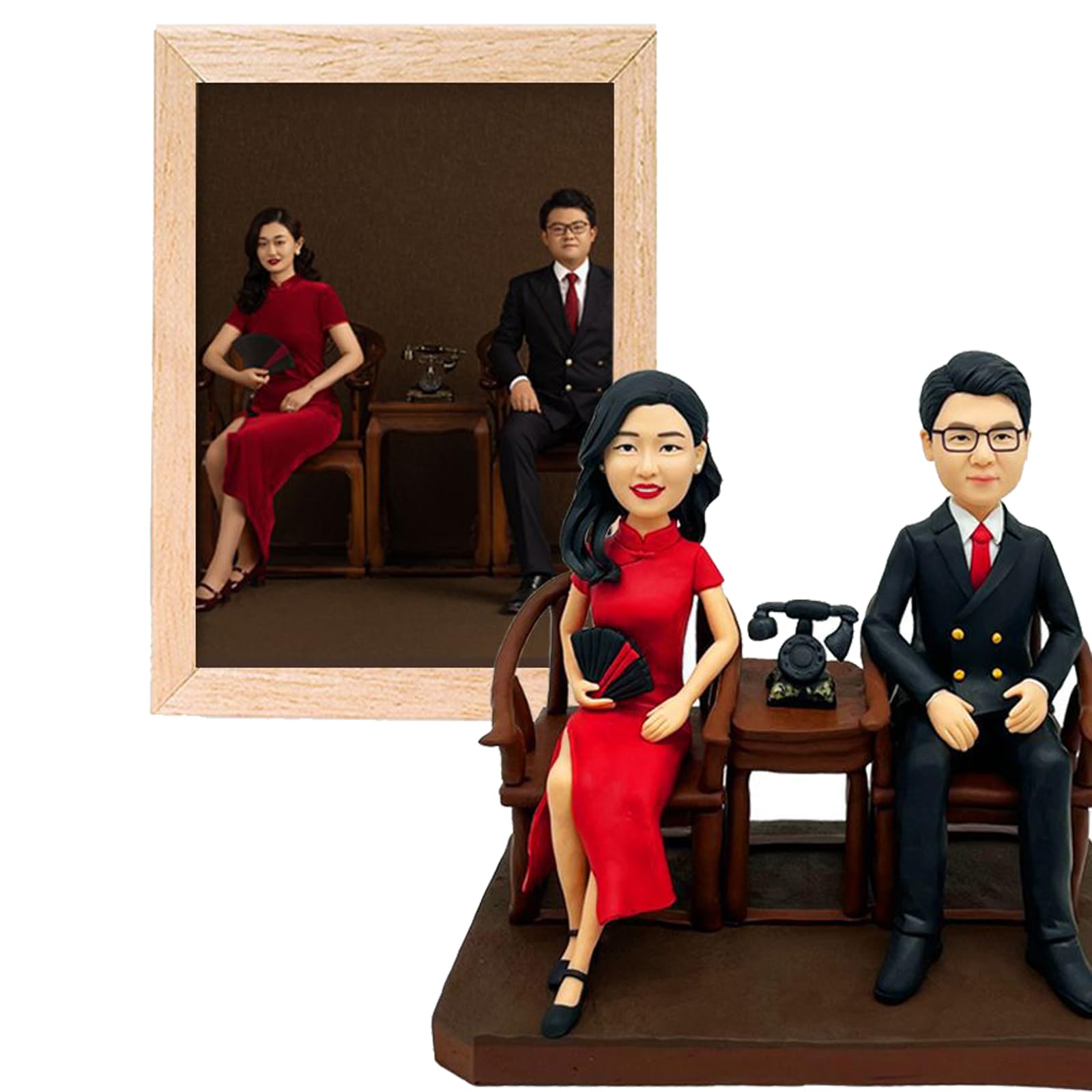 Statuetta Bobblehead personalizzata - Squisito regalo di compleanno fatto a mano per fidanzato, fidanzata, papà, mamma, capo, ufficio, collega, coppia e famiglia