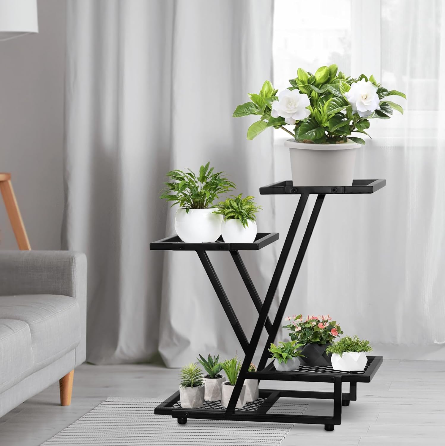2Pack，4Tier plant stand，outdoor plant stands for patio，Planter Display ShelvingIndoor Outdoor，Multiple Flower Pot Holder， suitable for garden corners, balconies, and living rooms