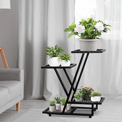 Miniatura 2 de Soporte para plantas de 4 niveles, soportes para plantas al aire libre para patio, estantería de exhibición de macetas para interiores y exteriores,