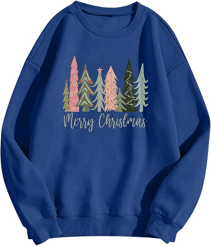 Weihnachtspullover Damen Mit Weihnachtsbaum-Druck - Warmes Sweatshirt Für Festtage