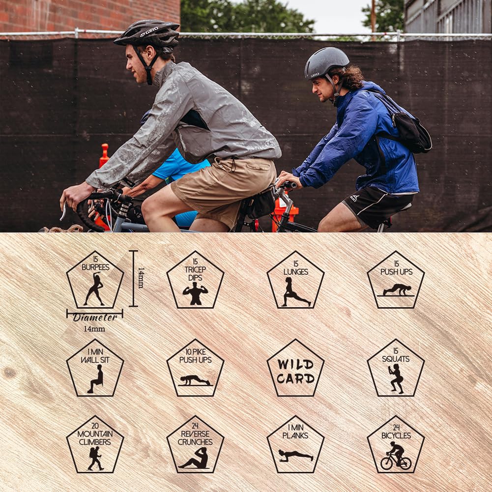 UNICRAFTALE Exercise Decision Dices Fitness Dice Wooden Decision Sieve With Velvet Packing Pouches Cycling Sports Game Dice Gifts for Women Men Girlfriend Boyfriend Couple - Image 2
