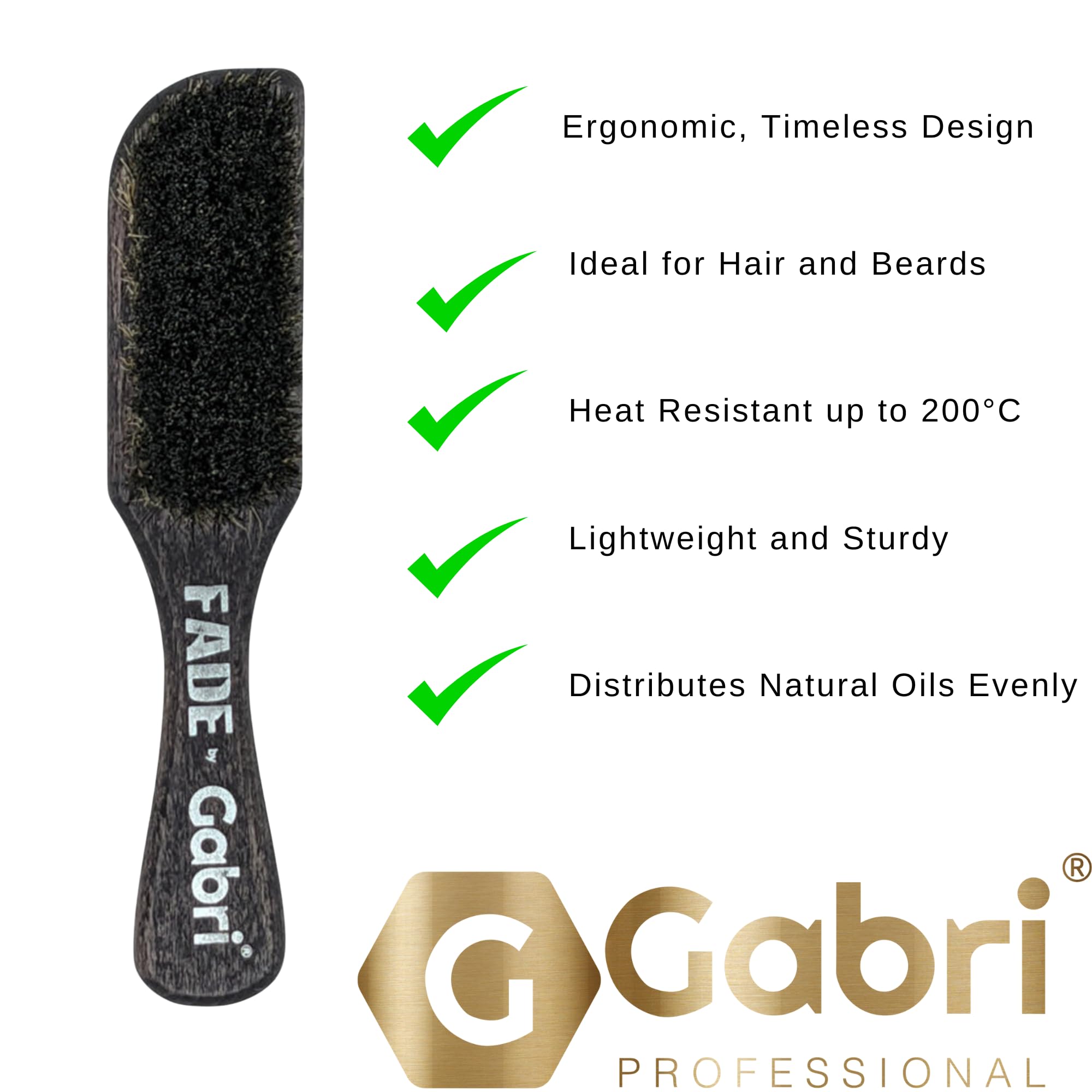 Gabri Men's Grooming Barber Beard and Fade Brush, Premium Wooden Handle, Soft Bristles - Image 2