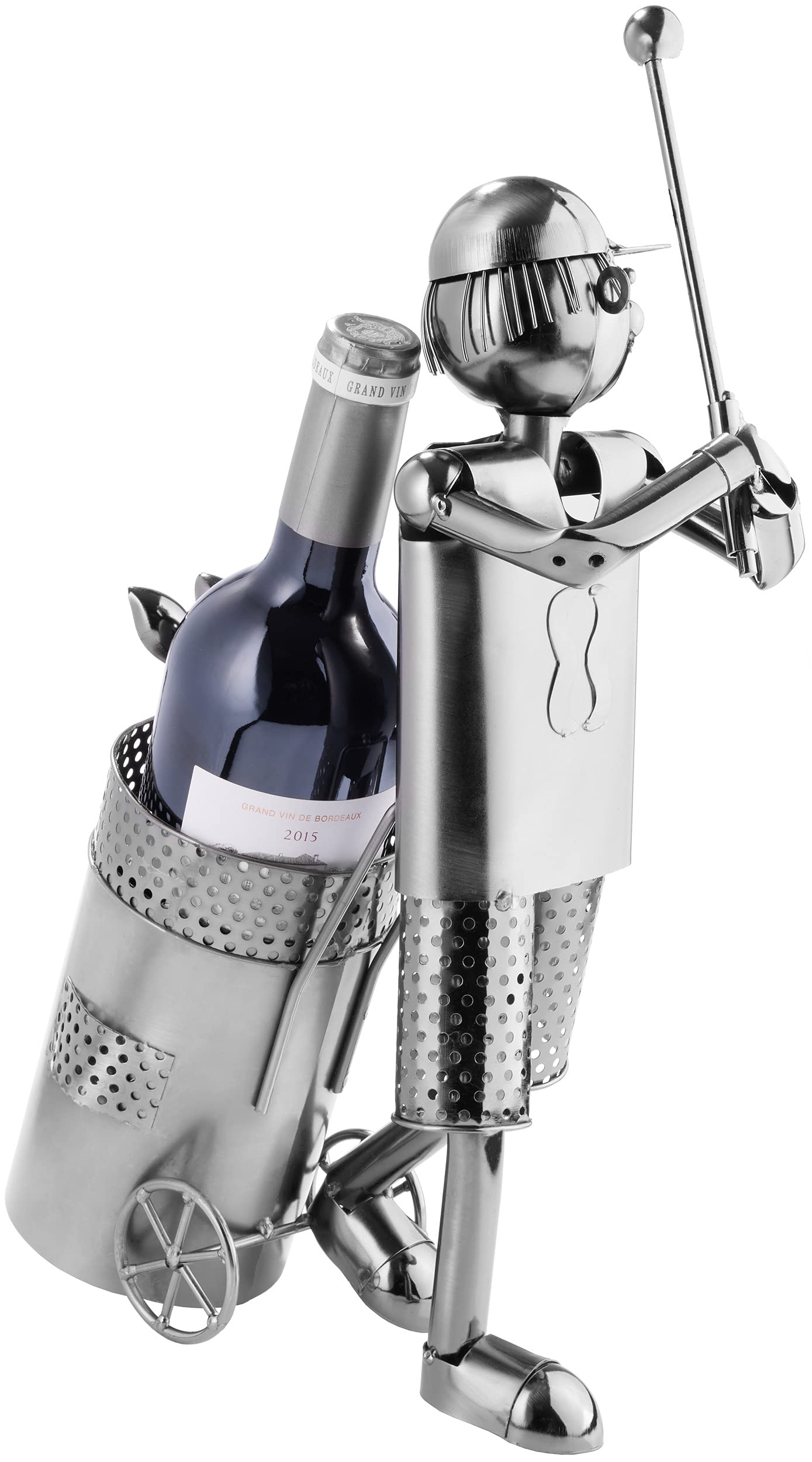 BRUBAKER Flaschenhalter Golfspieler beim Abschlag Metall Skulptur Geschenk mit Geschenkkarte