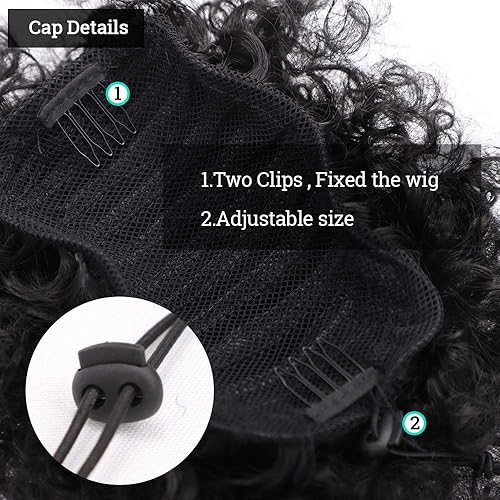 Miniatura 4 de Afro Puff - Extensiones de cabello sintético con cordón para cola de caballo rizado y moño para mujeres negras y niñas 1B