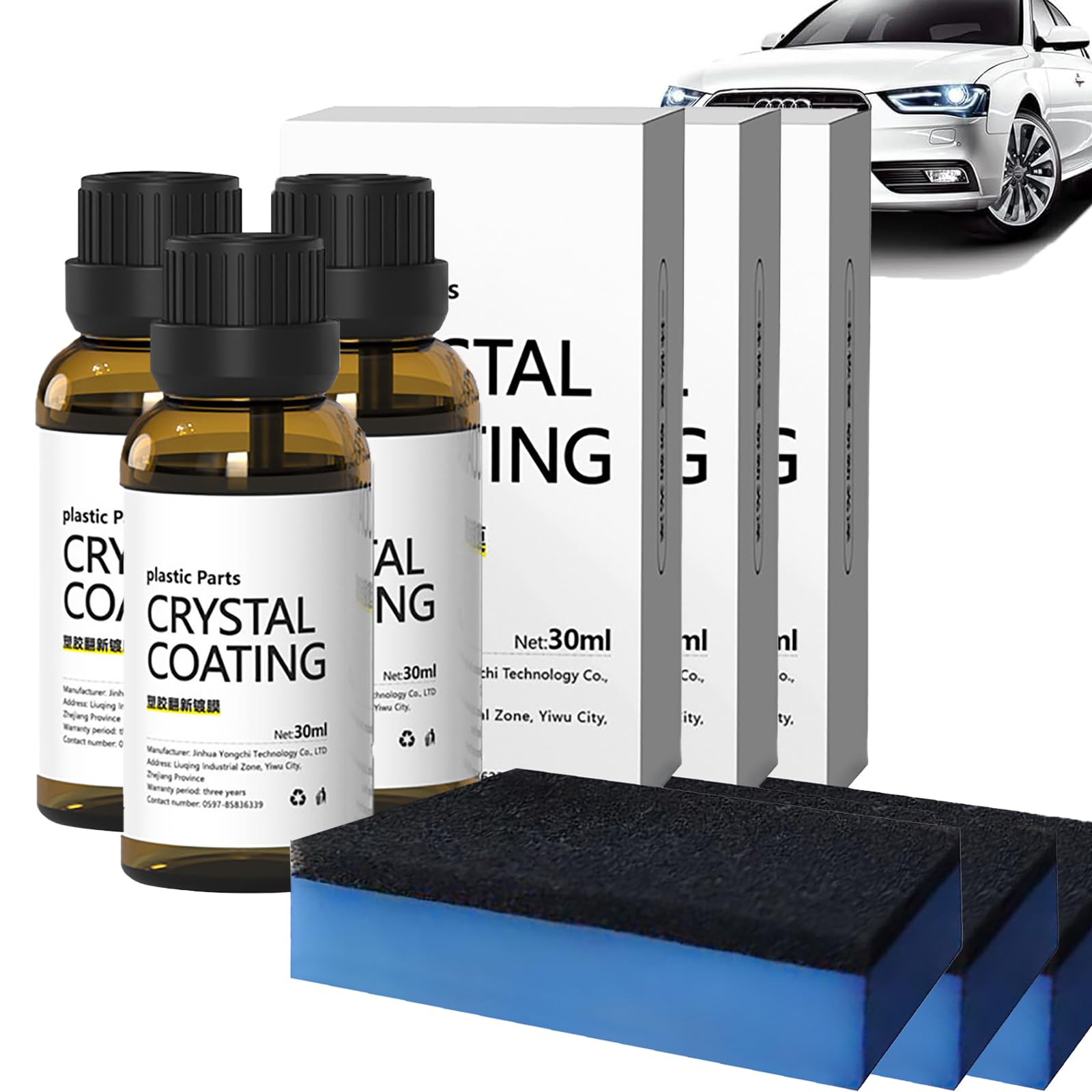 Coating Agent For Automotive Plastics, 2024 New Crystal Coating Restoration Care Agent for Car Automotive Plastic Parts, Crystal Coating Plastic Restorer Interior Refurbish Agent for Cars (3P)