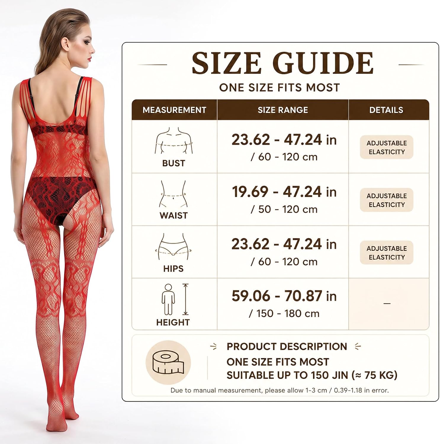 Womens Fishnet Bodystocking Red Bodysuit Tights Elasticity Mesh Bodysuit Through Jumpsuit Fishnet One Piece Body Stockings Lingerie