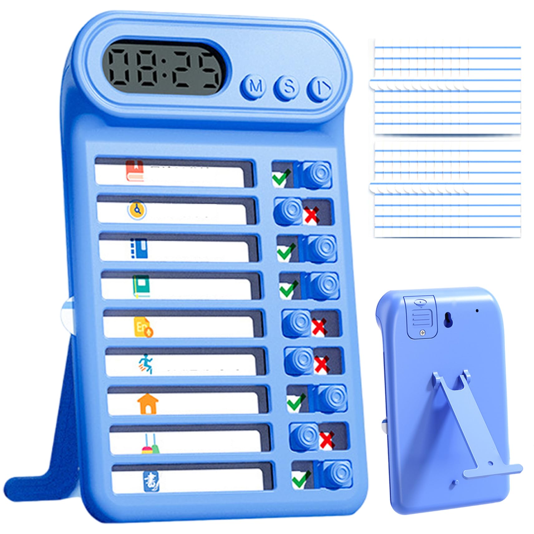 Chore Chart for Kids, 2.9x4.9" Checklist Board with Timer, Task Board with 12 Blank Cardstocks, Hanging/Standing Visual Schedule for Kids, Home,