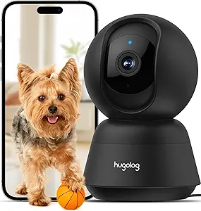 Hugolog 3K 5MP Indoor Pan/Tilt Security Camera with Auto-Focus,Ideal for Baby Monitor/Pet Camera/Home Security,Starlight Color Night Vision,Human/Pet AI,Two-Way Audio,US Cloud,Compatible with Alexa asin的图片