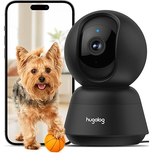 Hugolog 3K 5MP Indoor Pan/Tilt Security Camera with Auto-Focus,Ideal for Baby Monitor/Pet Camera/Home Security,Starlight Color Night Vision,Human/Pet AI,Two-Way Audio,US Cloud,Compatible with Alexa