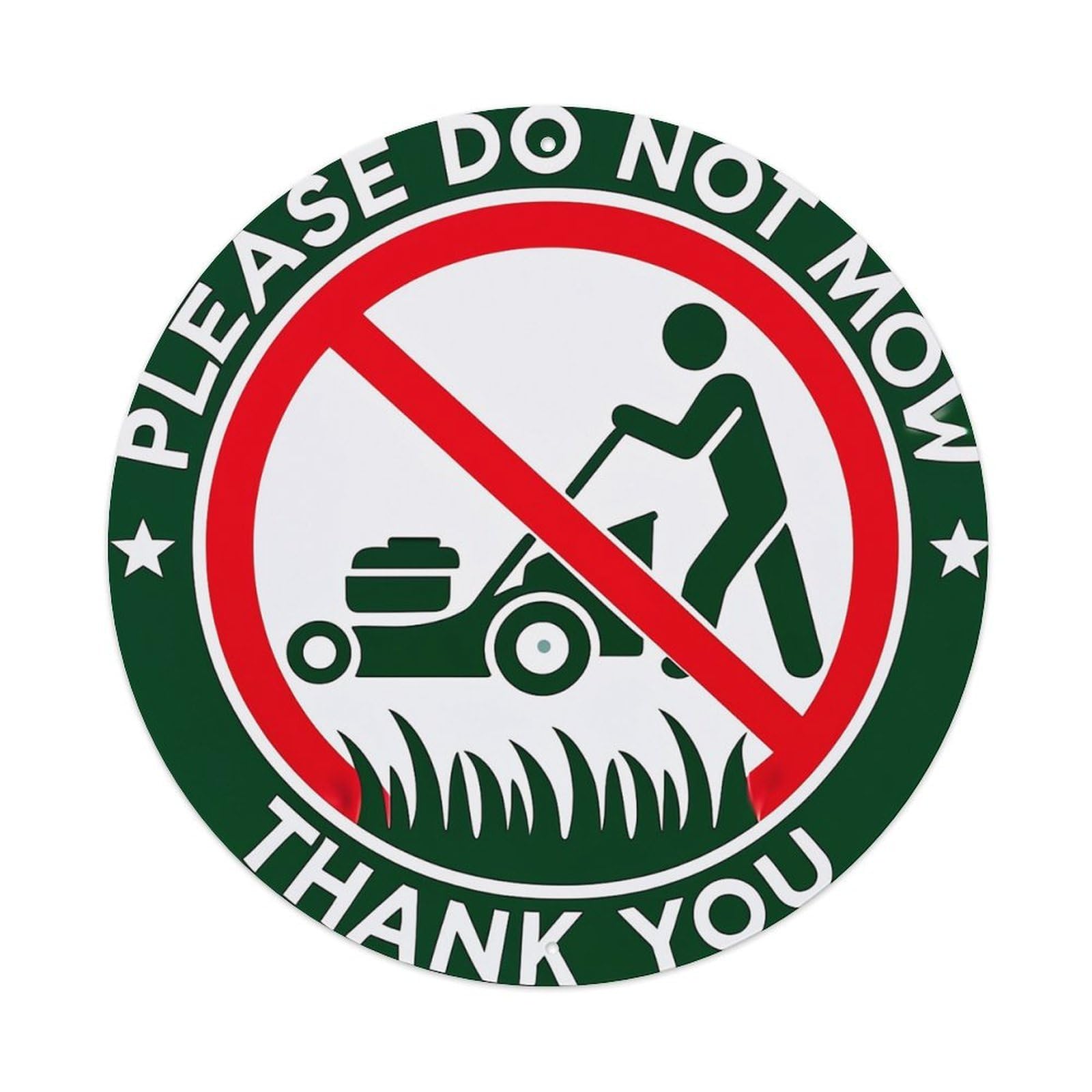 Please Do Not Mow Thank You_1 Vintage Round Tin Sign Retro Metal Wall Decor Metal Poster, Home Bar Garage Cafe Wall Art Decoration 8x8Inches
