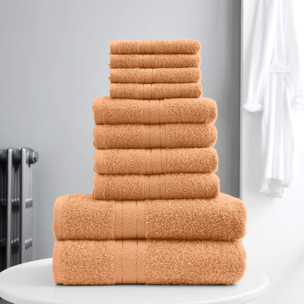 Inspire Me Toronto Towels Bale Cotton Set Super Absorbent Soft and Comfortable 100% Terry Cotton Long-Lasting and Fade Resistant 4 Hand, 4 Face, 2 Bath Towel (Peach)