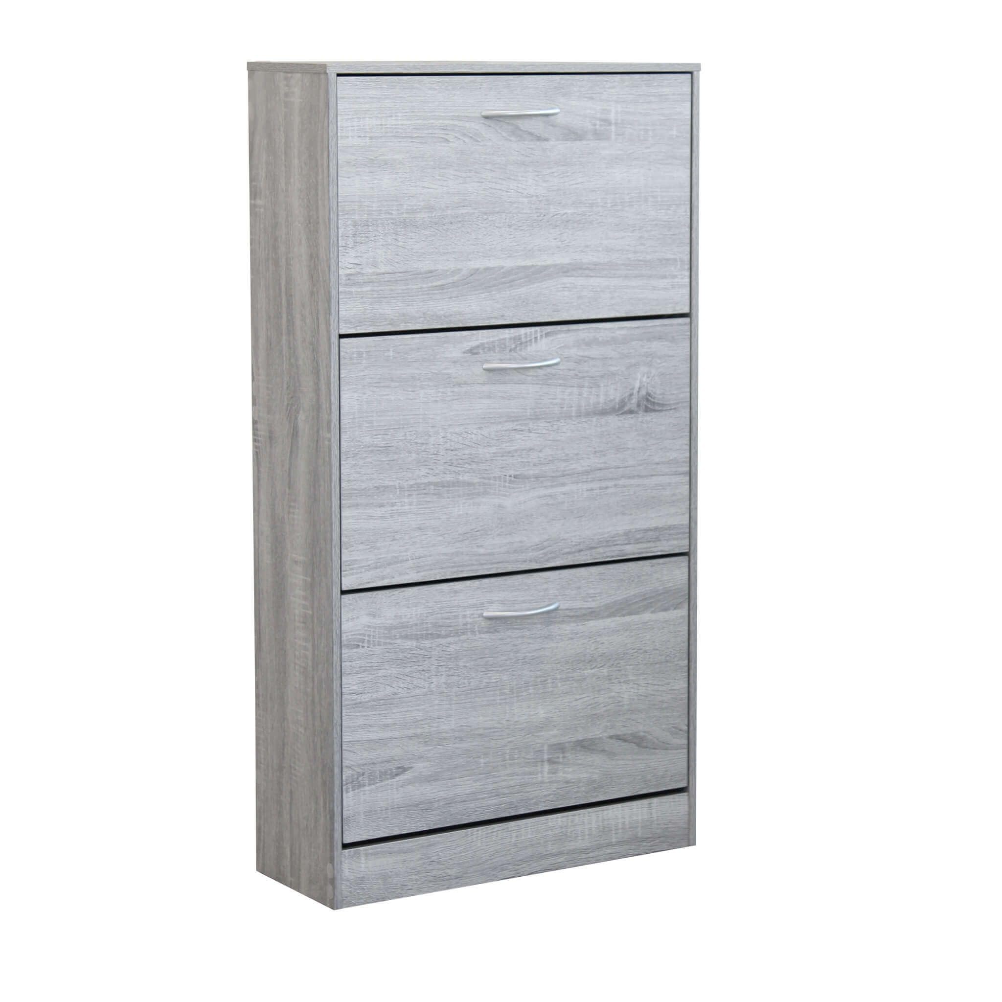 MilaniHome.it - Scarpiera Con 3 Ante In Legno Di Design Porta Scarpe Di Alta Qualità, Cm 60x24x115 H Colore: Grigio chiaro