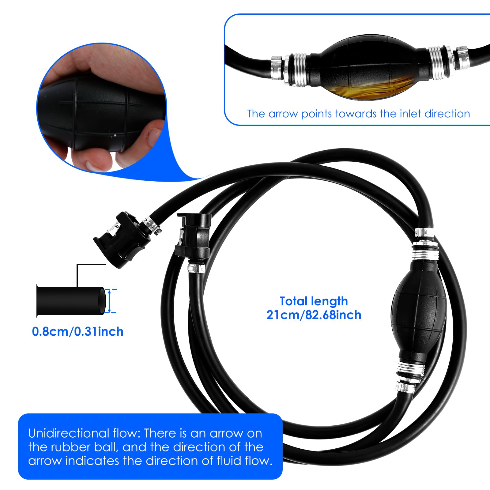 Fuel Line Assembly 5/16 In/8mm Fuel Gas Line Hose For Marine Outboard - Foto 4