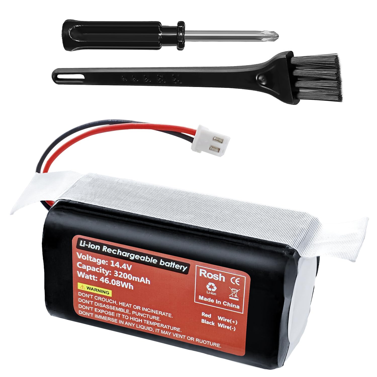 ZYGY 14.4V 3200mAh 2-Prong Connector Plug Li-ion Battery for Shark ION Robotics R71 R85 RV761 RV1000S RV700-N RV720-N RV725-N RV850 RV850C RV1101ARUS UR1000SR Vacuum Cleaner