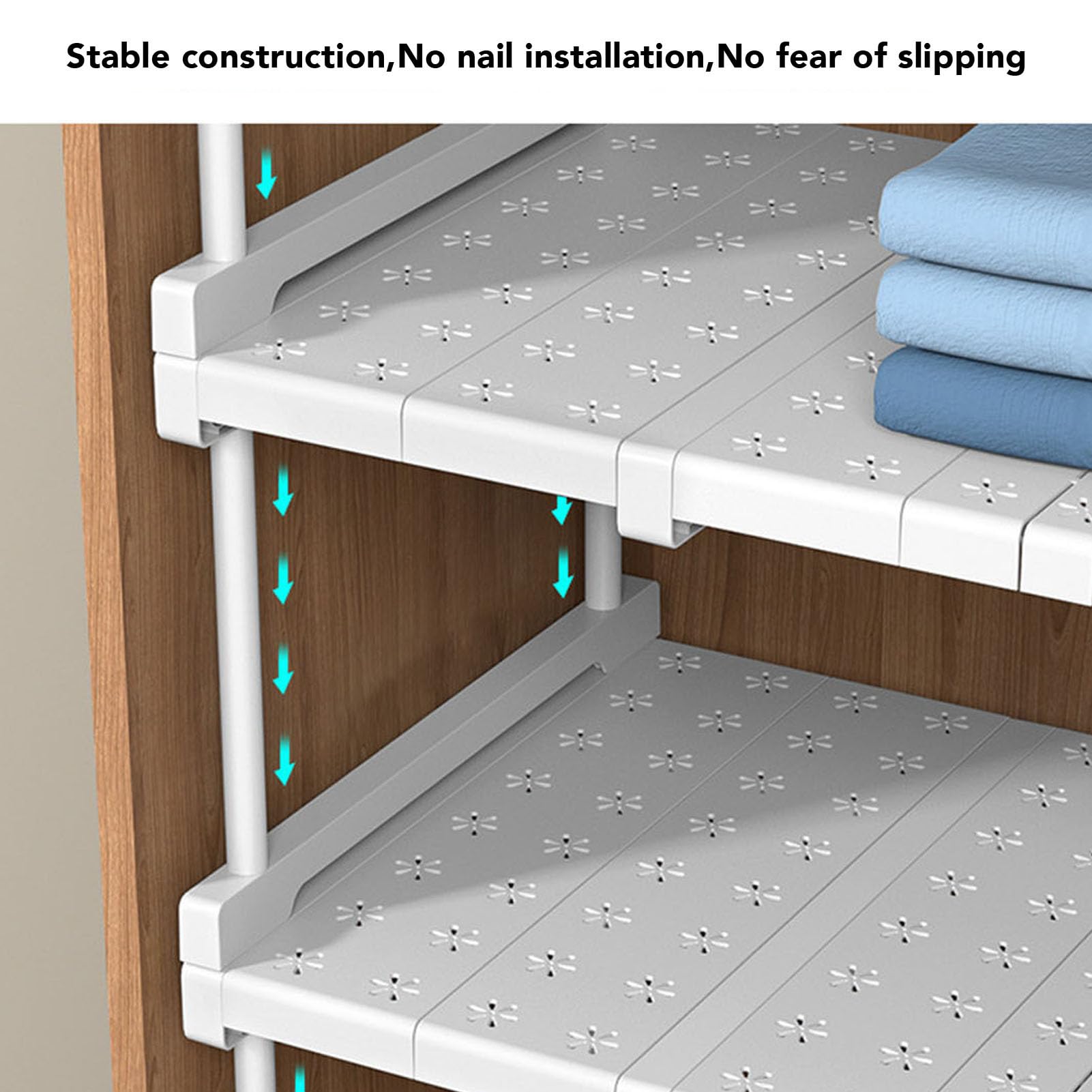 Ripiano per Armadio Espandibile con Acciaio Al Carbonio, Ripiano Regolabile per Armadio, Divisorio Ideale per Guardaroba e Organizer per e Bagno (Lunghezza 67-88