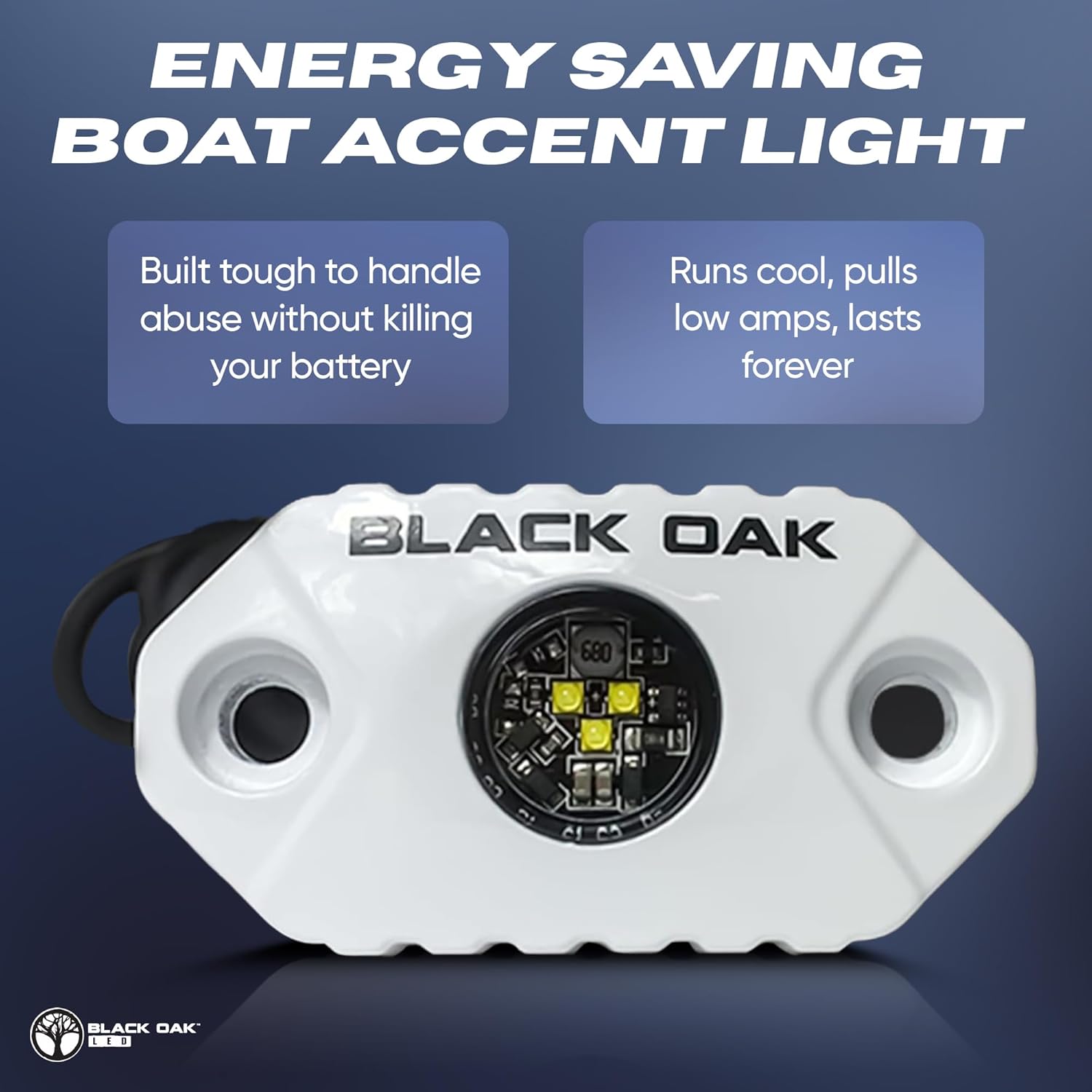 Black Oak LED Marine LED Boat Light Marine Accent Lights – Fishing Lights, Courtesy Lights, Deck Lights Dimmable White Lights – Boat Lighting for Fishing, Pontoon,Kayak,Yacht,Sailboat