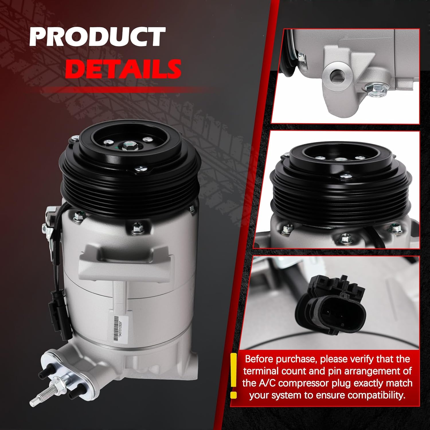 AC Compressor w/Clutch for 2015-2021 Chevy Colorado 2.5L, 2018-2021 Equinox 1.5L, 2018-2021 Terrain 1.5L, for 2015-2021 Canyon 2.5L, Air Condition Compressor for 178324