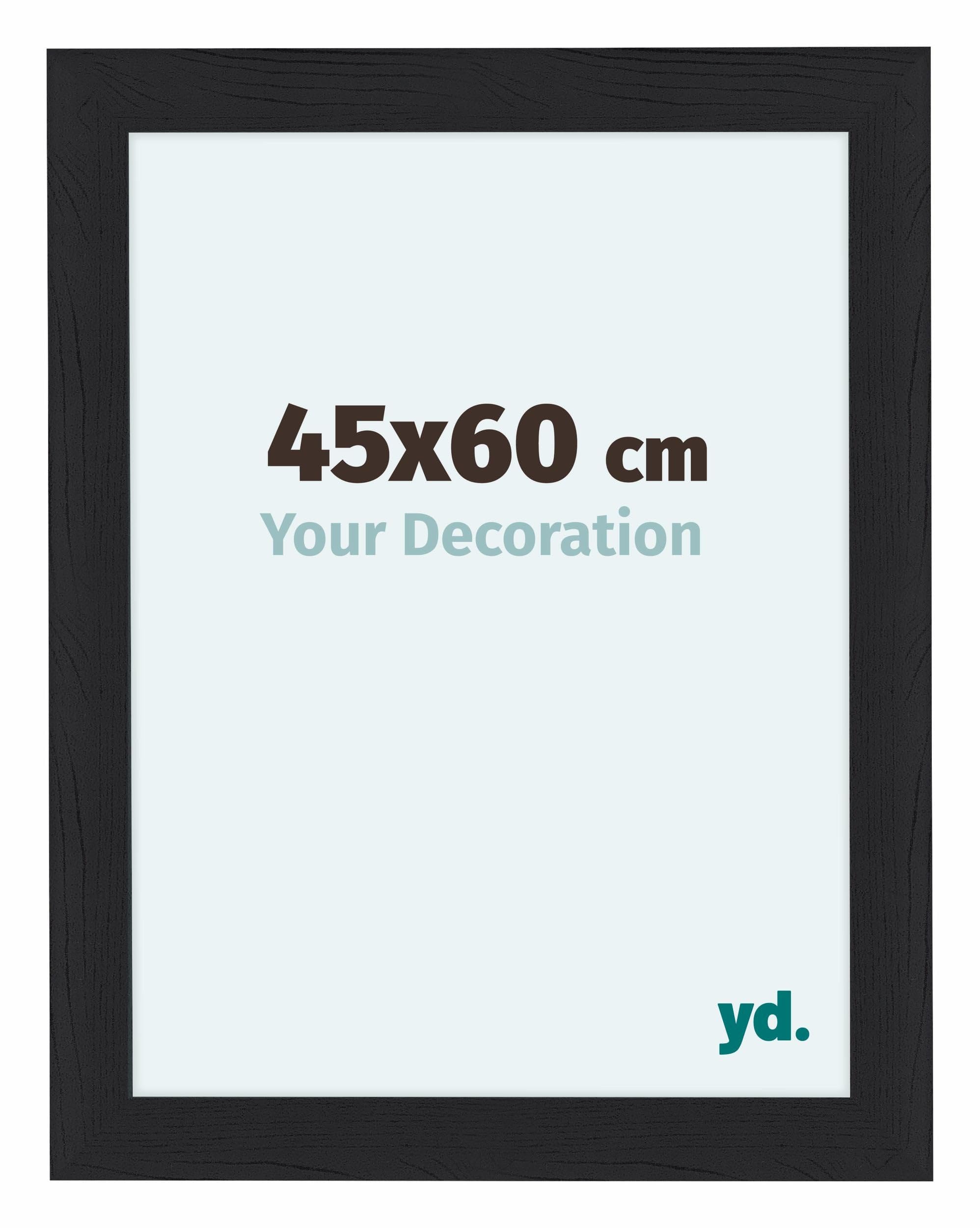 Your Decoration - Picture Frame 45x60 cm - Black Woodgrain - Decorative Wall Frame in MDF with Antireflection - Frame 45x60 - Como