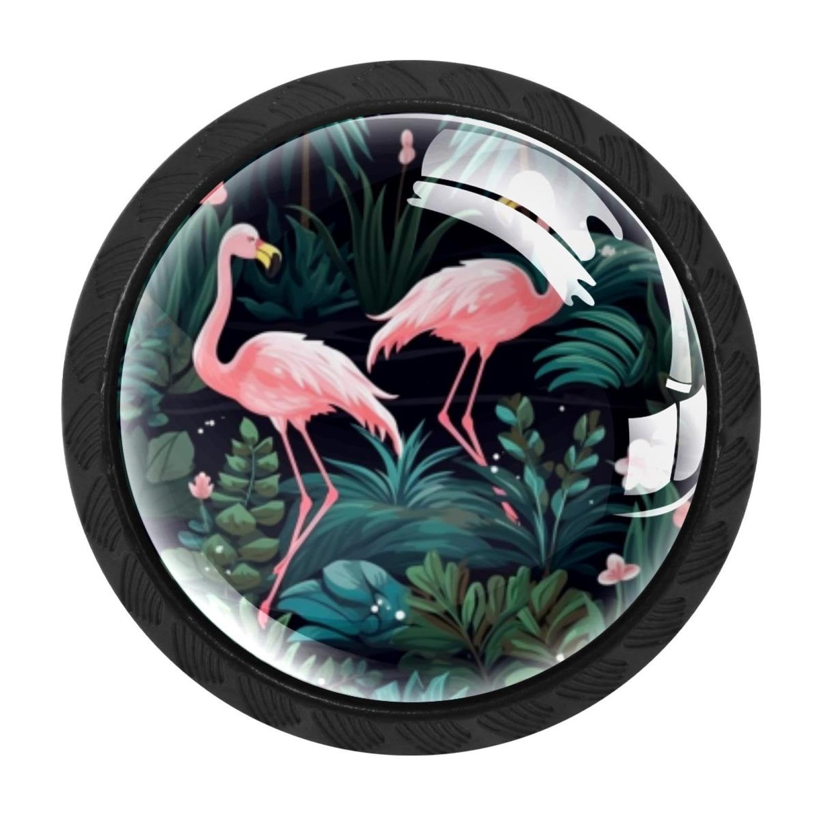 Chenzzzz Multicolored 17 4 Pcs Flamingo Rainforest Cabinet Knobs Crystal Drawer Pulls For Kitchen, Bathroom Cabinet, Dresser And Cupboard
