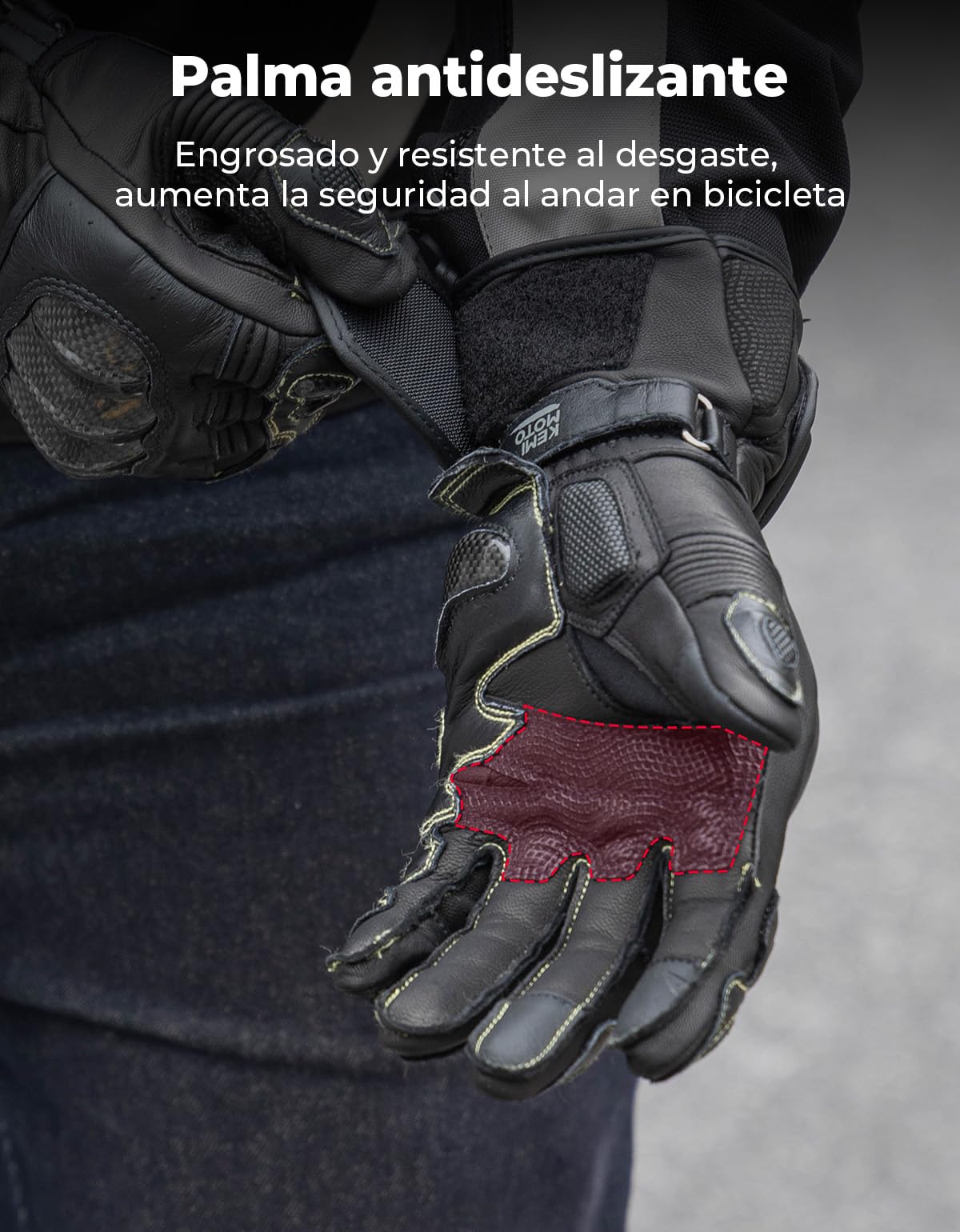 KEMIMOTO Guantes Moto Hombre, Tecnología Esa, Fibra de Carbono y Función de Pantalla Táctil, Palma Antideslizante para Carreras, Motos, Scooters, Caza