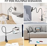 Vista 8 de KDD Gooseneck Tablet Stand, 360° Adjustable Phone & iPad Holder for Bed and Desk, Flexible Arm Mount Clip for Video Recording, Bedside & Headboard