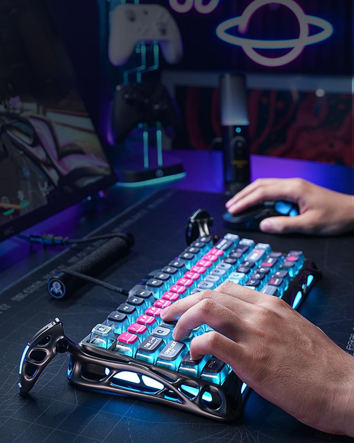 GravaStar Mercury V75 HE Teclado Gaming, Polling 8KHz, Escaneo 32K, Precisión RT 0,01mm, Teclado Hall Effect 75% RGB con Interruptores Magnéticos, Punto de Actuación Ajustable (Cyberblack)
