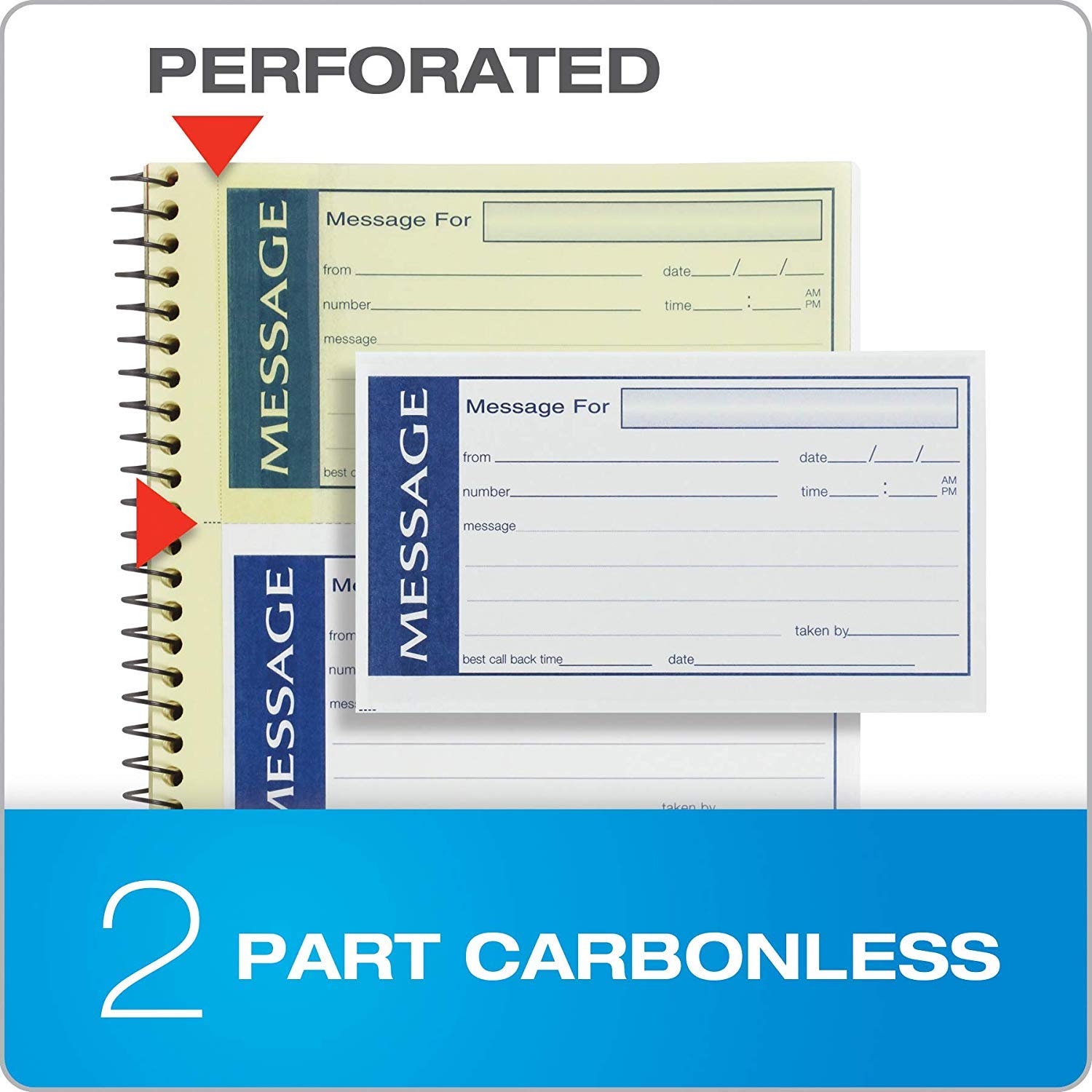 TOPS Adams Write 'N Stick Spiral Message Pad, 200 Carbonless Duplicate Sets Per Pad, 5.25 x 11 Inches, White/Yellow (SC1153WS) 4 PACK - Image 6