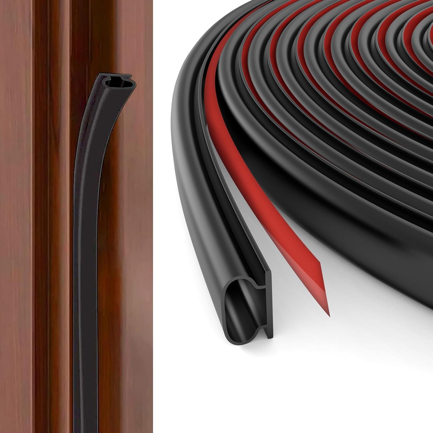 Hejo Rubber Door Seal Strip DShape, 6m Black Rubber Weather Stripping