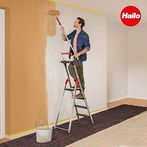 Miniatura 6 de Hailo L100 Pro  Escalera plegable de aluminio  Seis escalones  Riel de seguridad extensible  Bandeja de almacenamiento multifuncional integrada