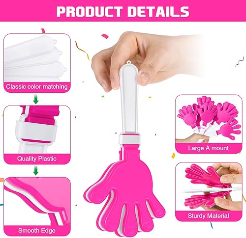 Miniatura 7 de 48 piezas de pinzas de mano a granel de 7.5 x 3.5 pulgadas, para hacer ruido, regalos de fiesta, aplaudiendo ruido, para cumpleaños, premios de